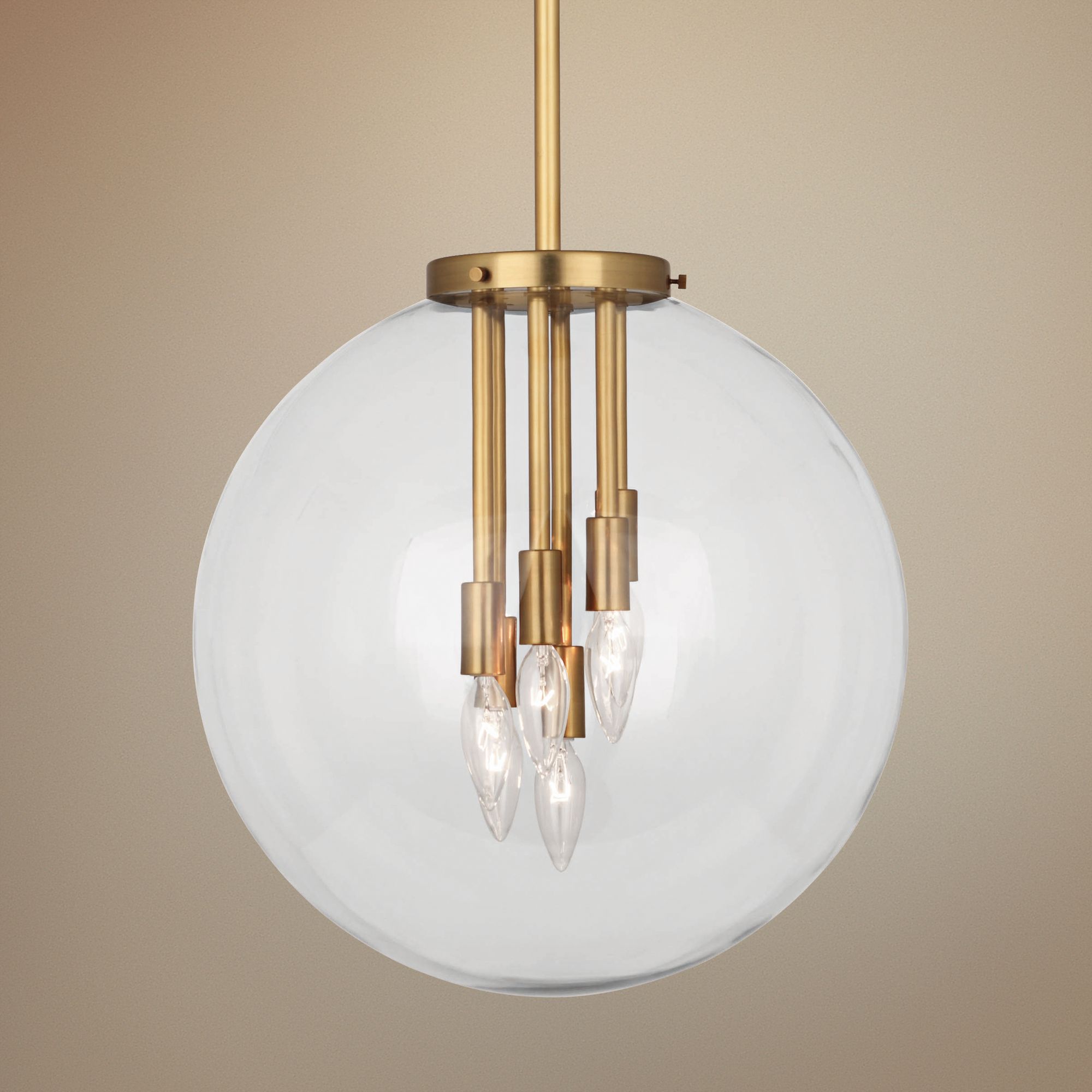 large brass globe pendant light