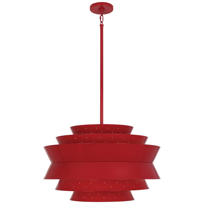 Image 1 Robert AbbeyPierce Pendant 23" Perforated Metal Robin Red Gloss