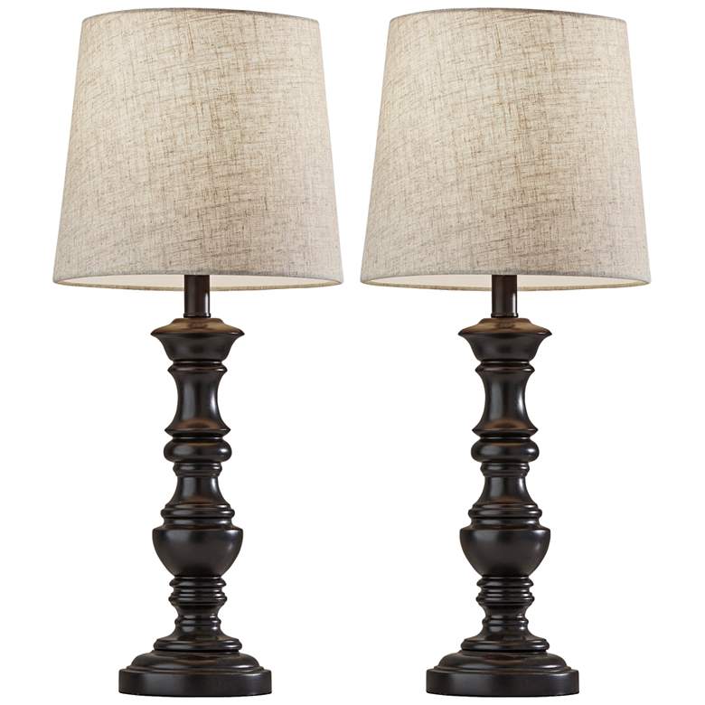 Robert Black Column Table Lamps Set of 2
