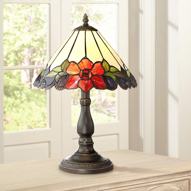 Image 1 Robert Louis Tiffany 17 1/2" High Dyann Flower Table Lamp