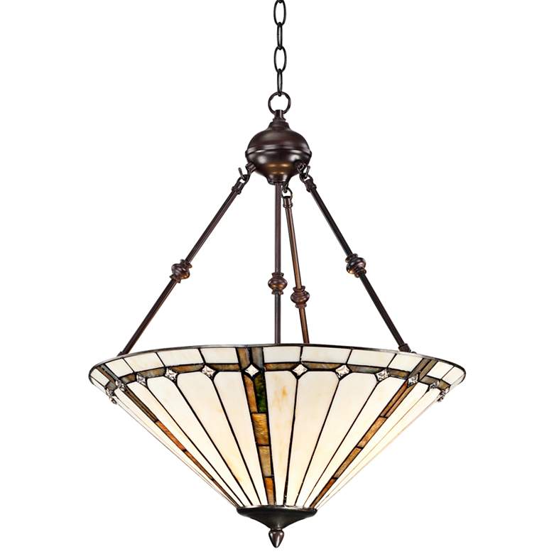 Image 6 Robert Louis Tiffany 20 inch Wide 3-Light Ivory Glass Cone Pendant Light more views