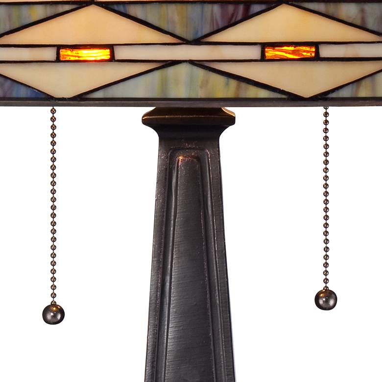 Image 4 Robert Louis Tiffany 21 1/2" Mission Bronze Art Glass Table Lamp more views