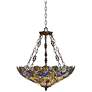 Robert Louis Tiffany 22" Floral Garden Tiffany-Style Glass Pendant in scene