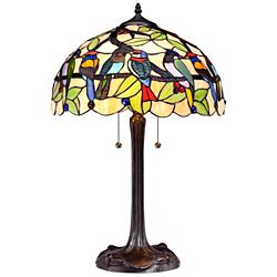 Robert Louis Tiffany 24 3/4&quot; Woodland Birds Tiffany-Style Table Lamp