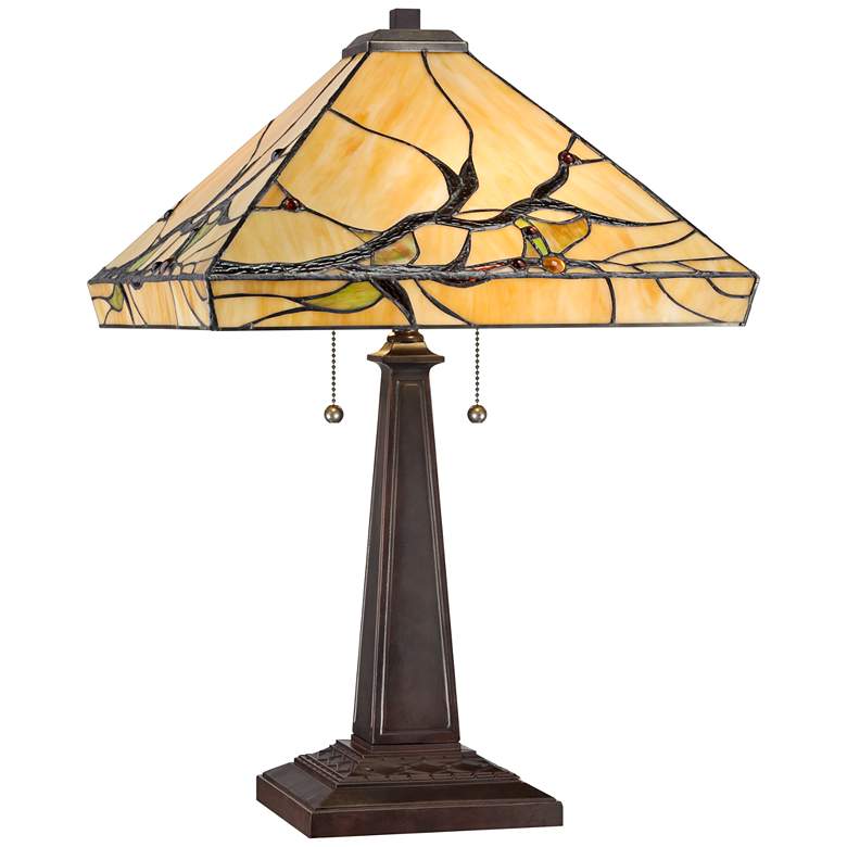 Image 2 Robert Louis Tiffany 24" Budding Branch Art Glass Lamp with Dimmer