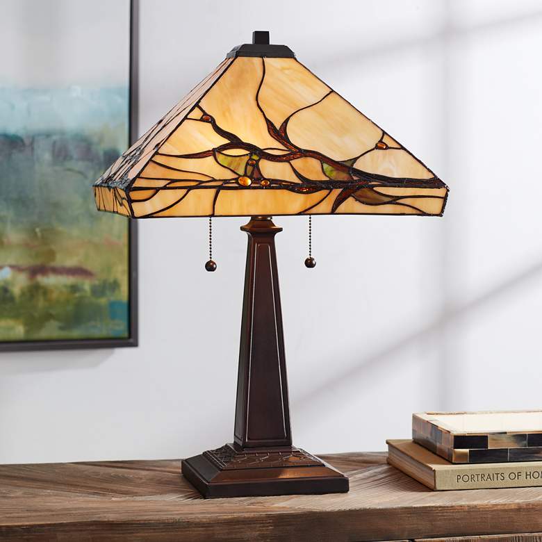 Image 1 Robert Louis Tiffany 24" Budding Branch Art Glass Lamp with Dimmer