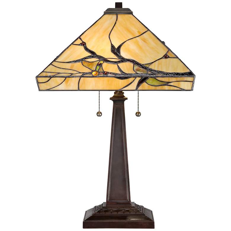 Image 5 Robert Louis Tiffany 24 inch Budding Branch Art Glass Lamp with Dimmer more views