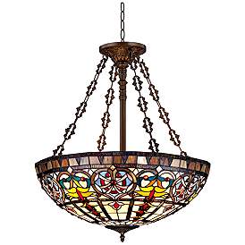 Image2 of Robert Louis Tiffany 24" Tiffany-Style Art Glass Bowl Pendant Light