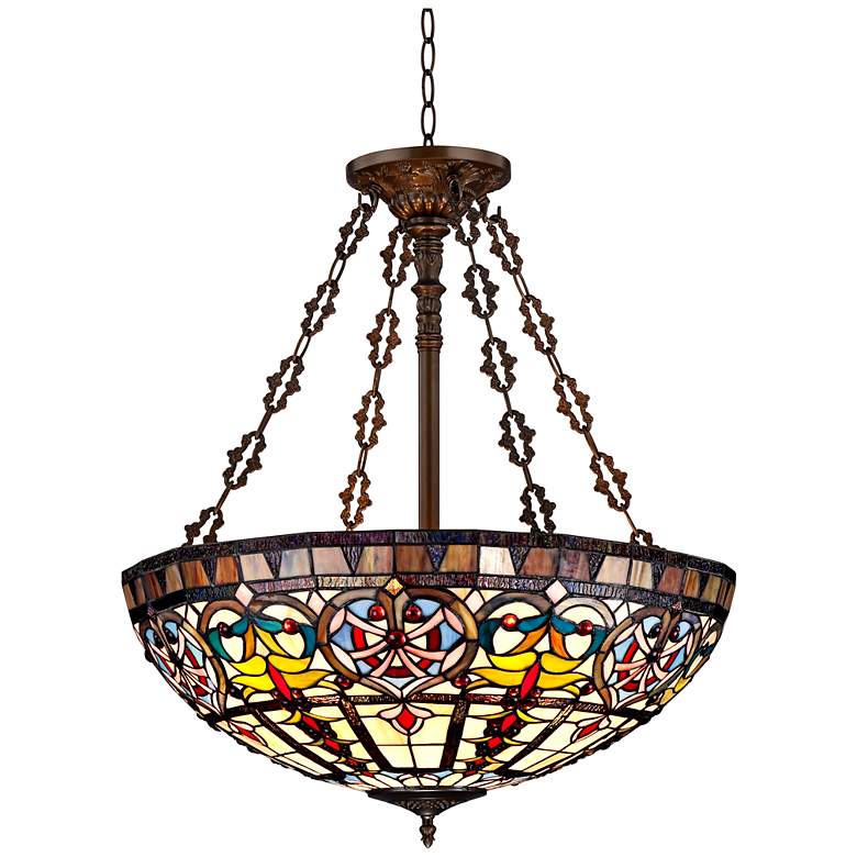 Image 2 Robert Louis Tiffany 24" Tiffany-Style Art Glass Bowl Pendant Light