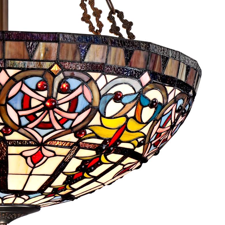 Image 4 Robert Louis Tiffany 24" Tiffany-Style Art Glass Bowl Pendant Light more views