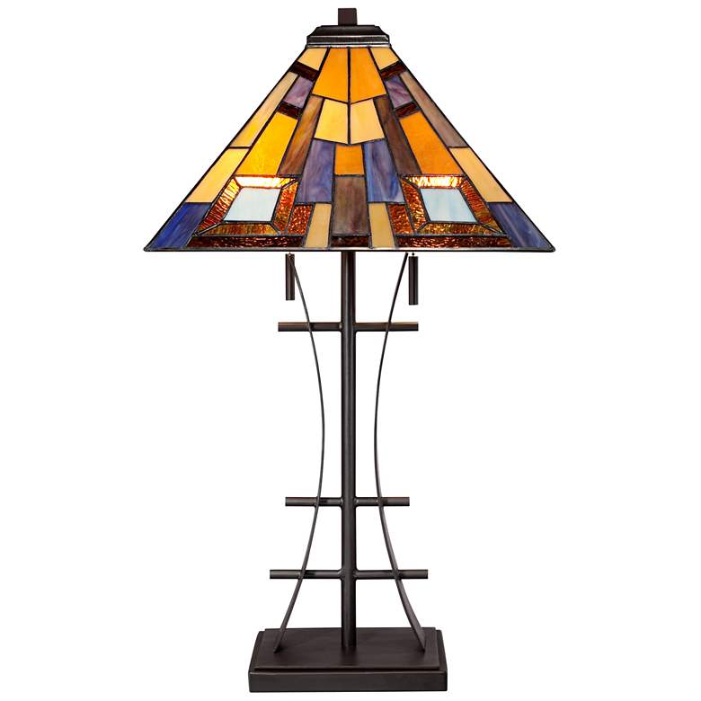 Image 6 Robert Louis Tiffany 27" Jewel Tone Art Glass Tiffany-Style Table Lamp more views