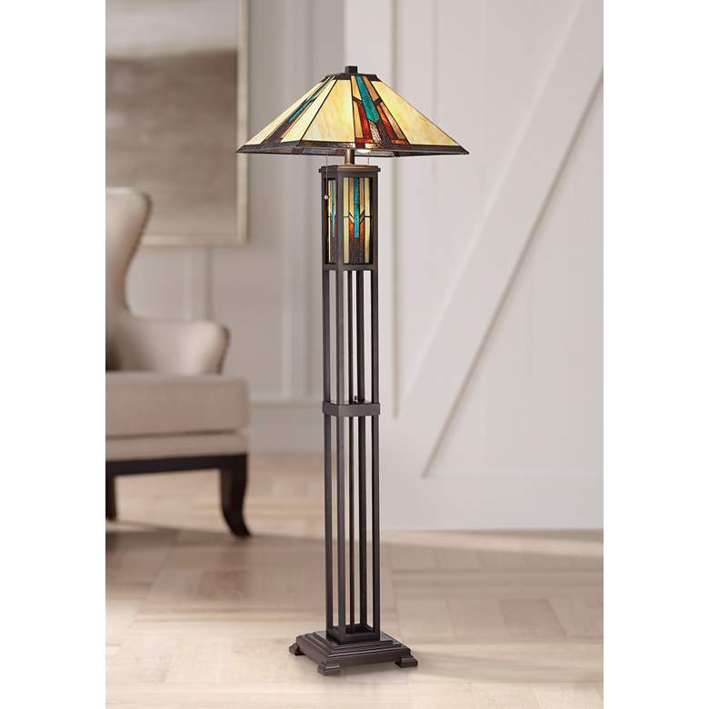 Image 1 Robert Louis Tiffany 59 1/2" Ranier Mission Night Light Floor Lamp