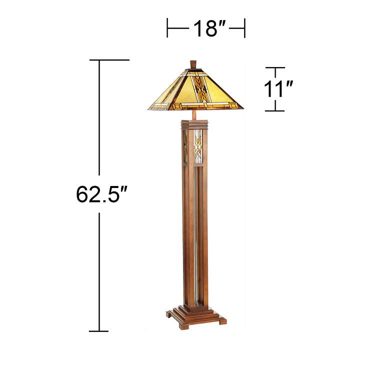 Image 7 Robert Louis Tiffany 62 1/2" Walnut Mission Night Light Floor Lamp more views