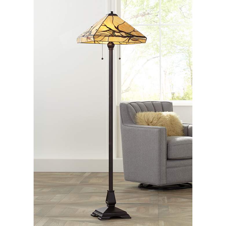 Image 2 Robert Louis Tiffany 62 inch Budding Branch Art Glass Floor Lamp
