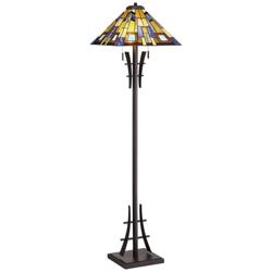 Robert Louis Tiffany 62&quot; High Jewel Tone Art Glass Floor Lamp