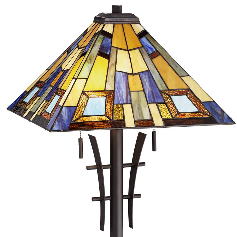 Image 4 Robert Louis Tiffany 62 inch High Jewel Tone Art Glass Floor Lamp more views