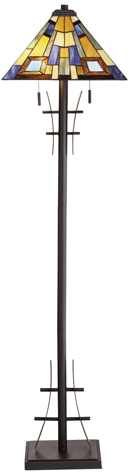 Robert Louis Tiffany 62" High Jewel Tone Art Glass Floor Lamp