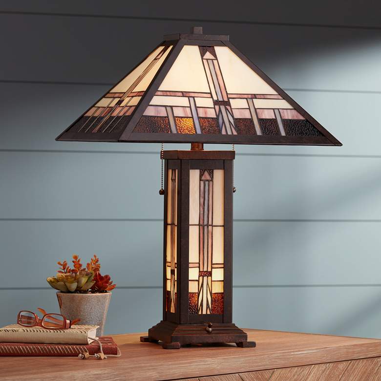 Image 3 Robert Louis Tiffany Alfred 26" Mission Lamp with Table Top Dimmer more views