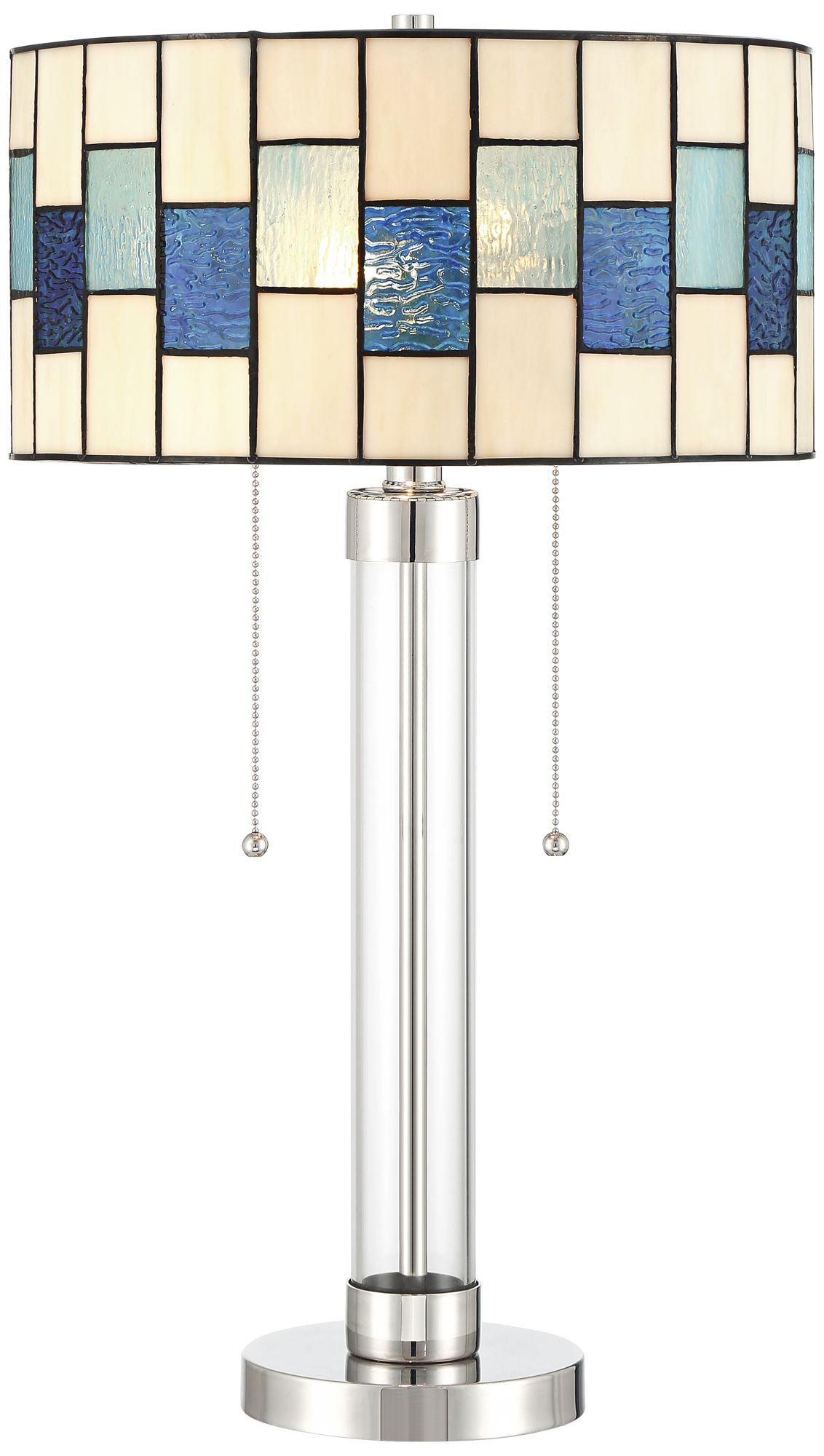 Image 2 Robert Louis Tiffany Andra 24 1/2"H Blue Art Glass 2-Light Table Lamp