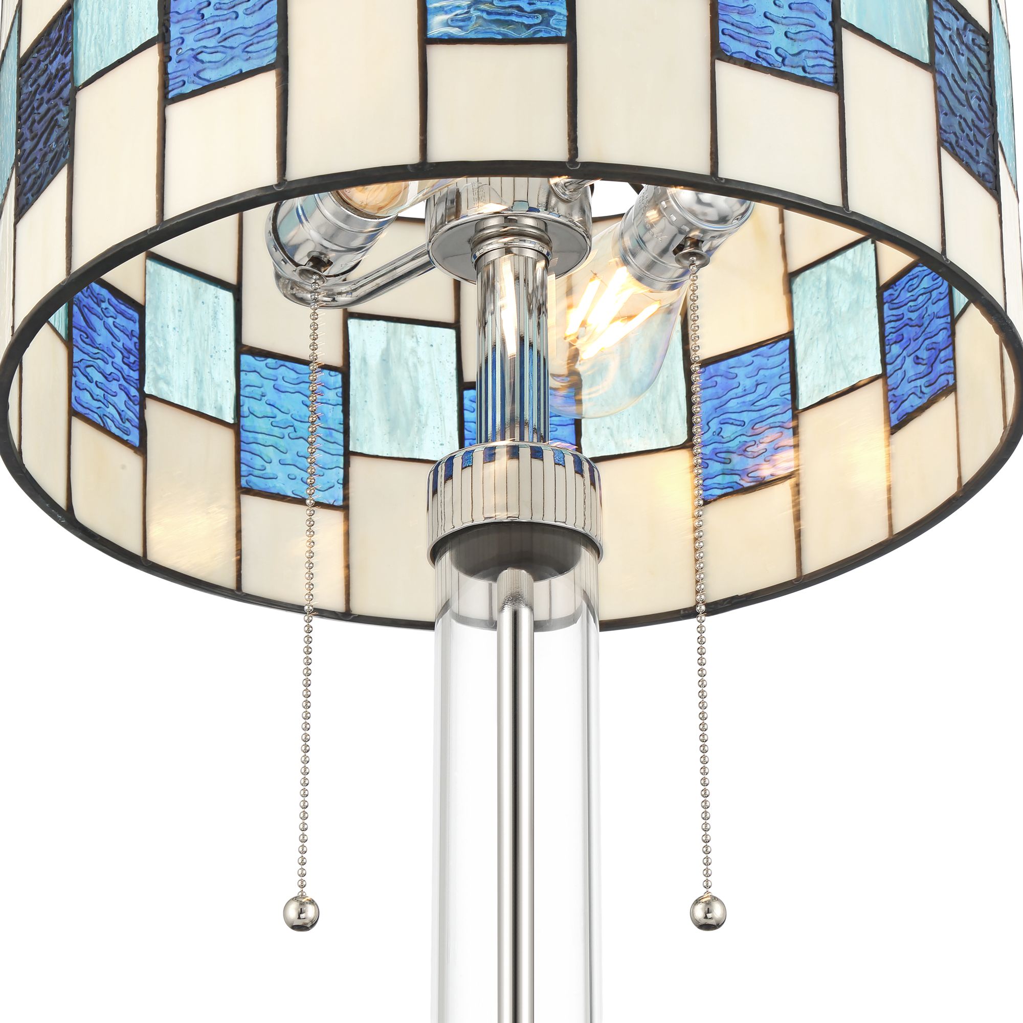 Image 5 Robert Louis Tiffany Andra 24 1/2"H Blue Art Glass 2-Light Table Lamp more views