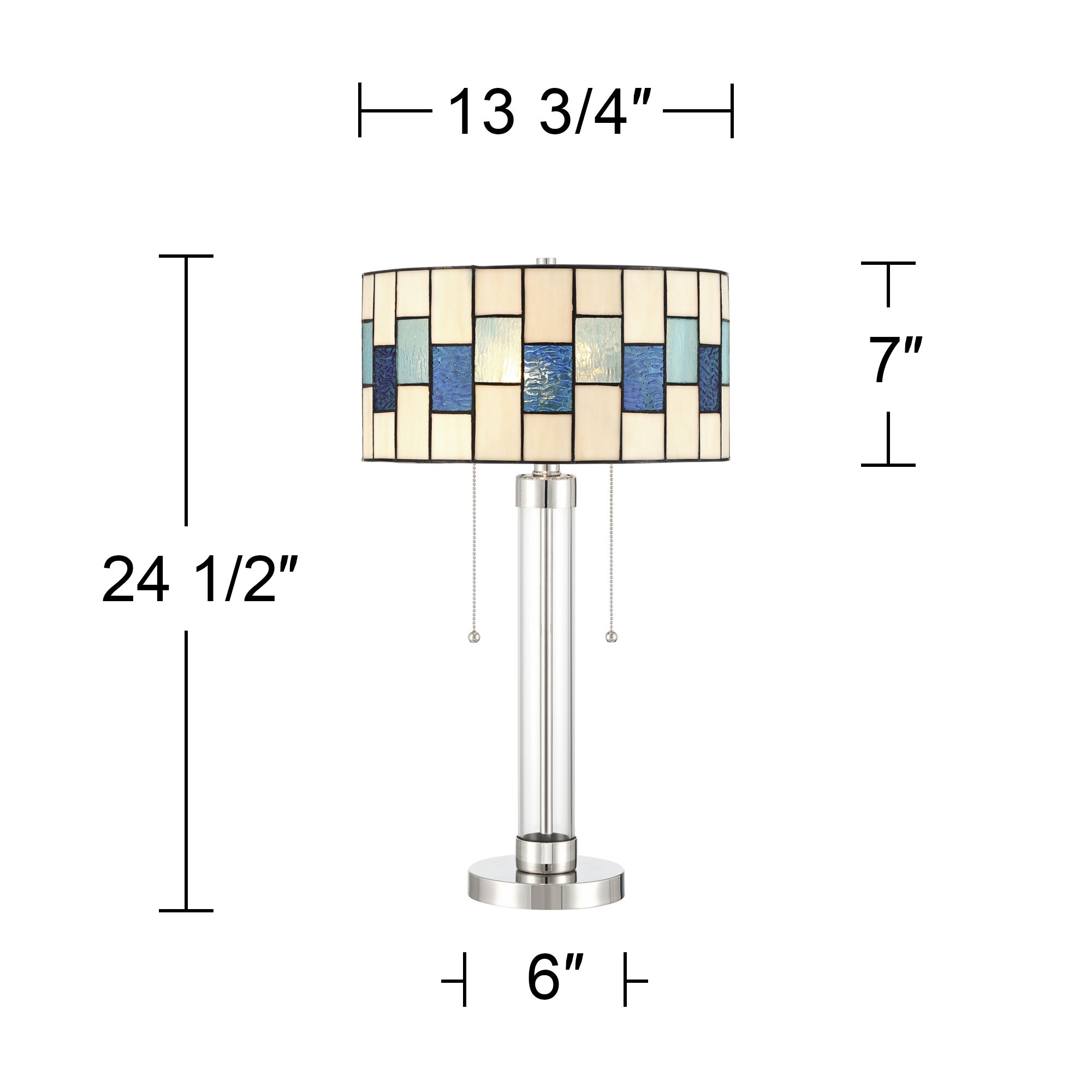 Robert Louis Tiffany Andra 24 1/2"H Blue Art Glass 2-Light Table Lamp