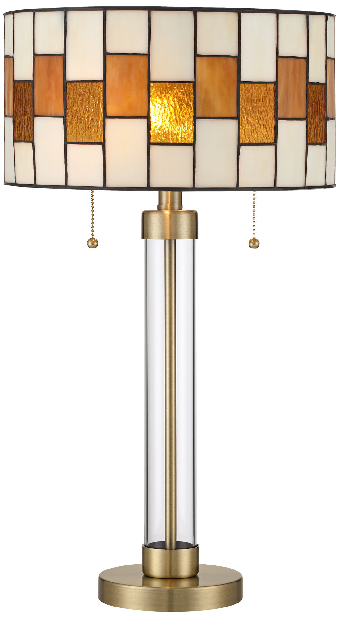 Robert Louis Tiffany Andra 24" High Amber Art Glass 2-Light Table Lamp