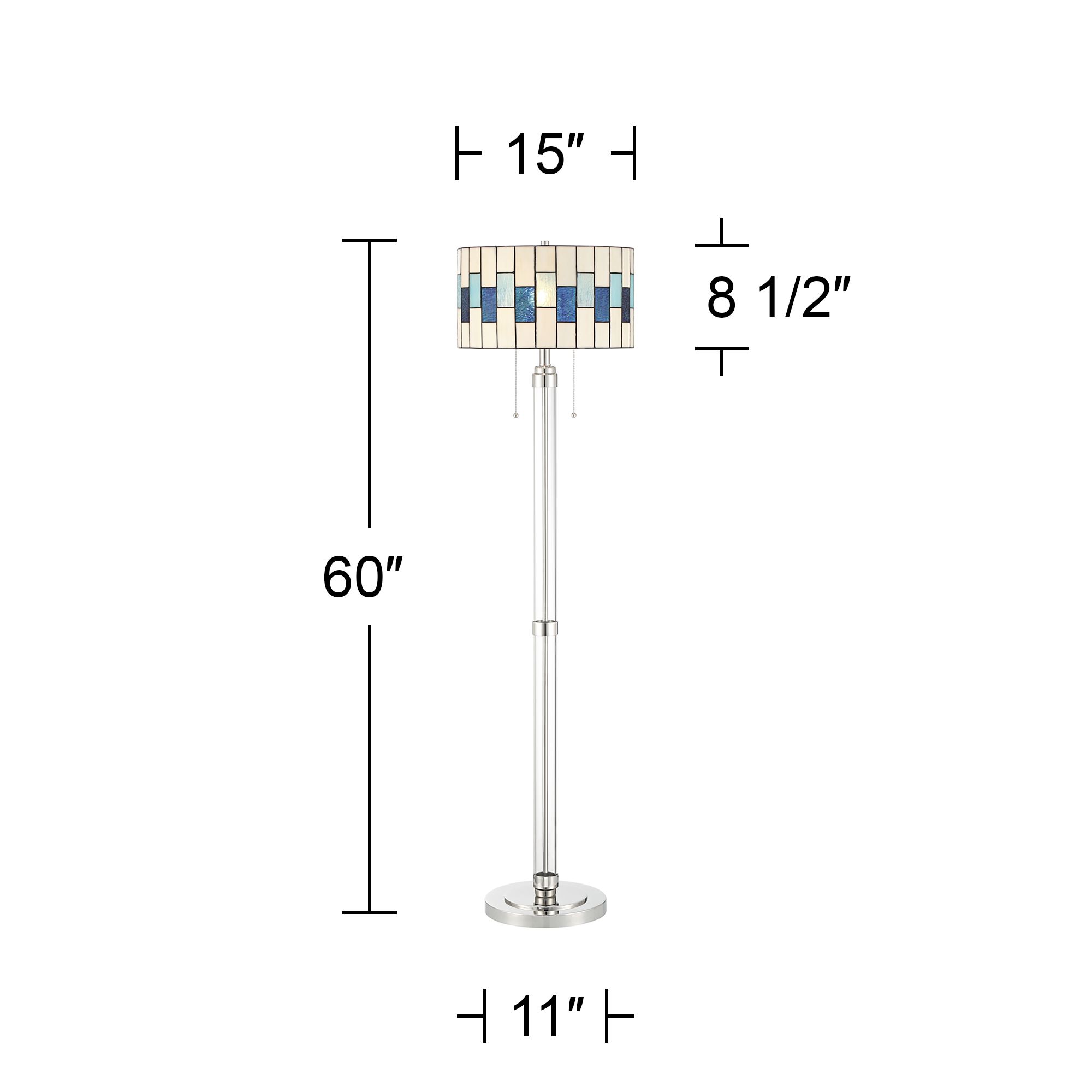 Robert Louis Tiffany Andra 60" High Art Glass Drum Shade Floor Lamp