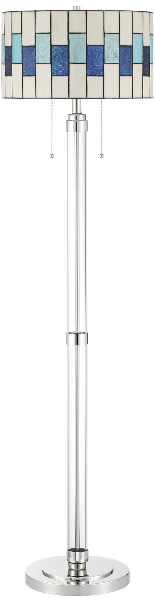 Robert Louis Tiffany Andra 60" High Art Glass Drum Shade Floor Lamp