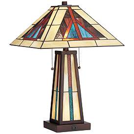 Image2 of Robert Louis Tiffany Ansel 23 1/4" Tiffany-Style Night Light Lamp