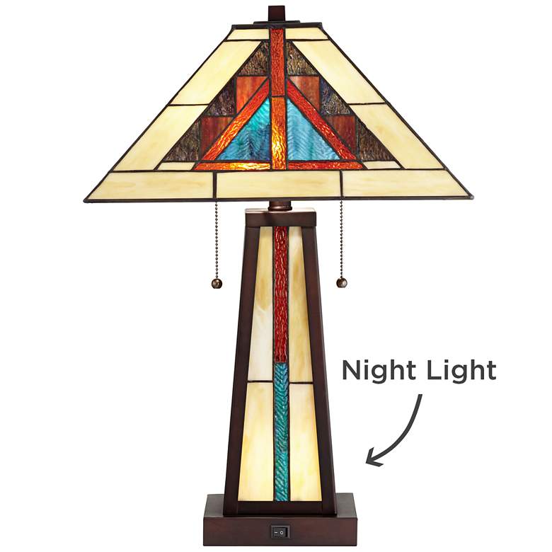 Image 7 Robert Louis Tiffany Ansel 23 1/4 inch Tiffany-Style Night Light Lamp more views