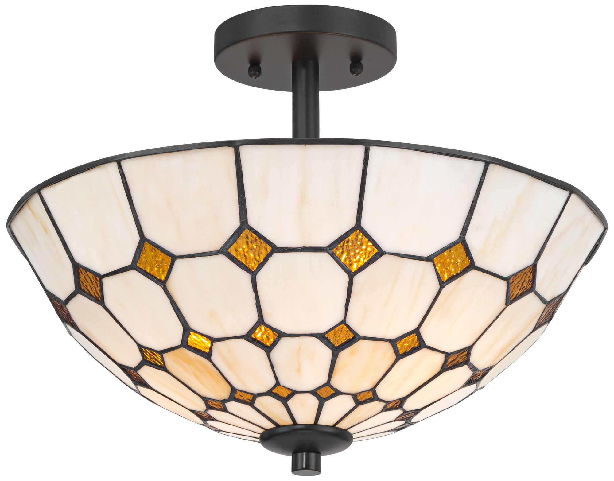 Image 2 Robert Louis Tiffany Audrey 16" Wide Art Glass 2-Light Ceiling Light