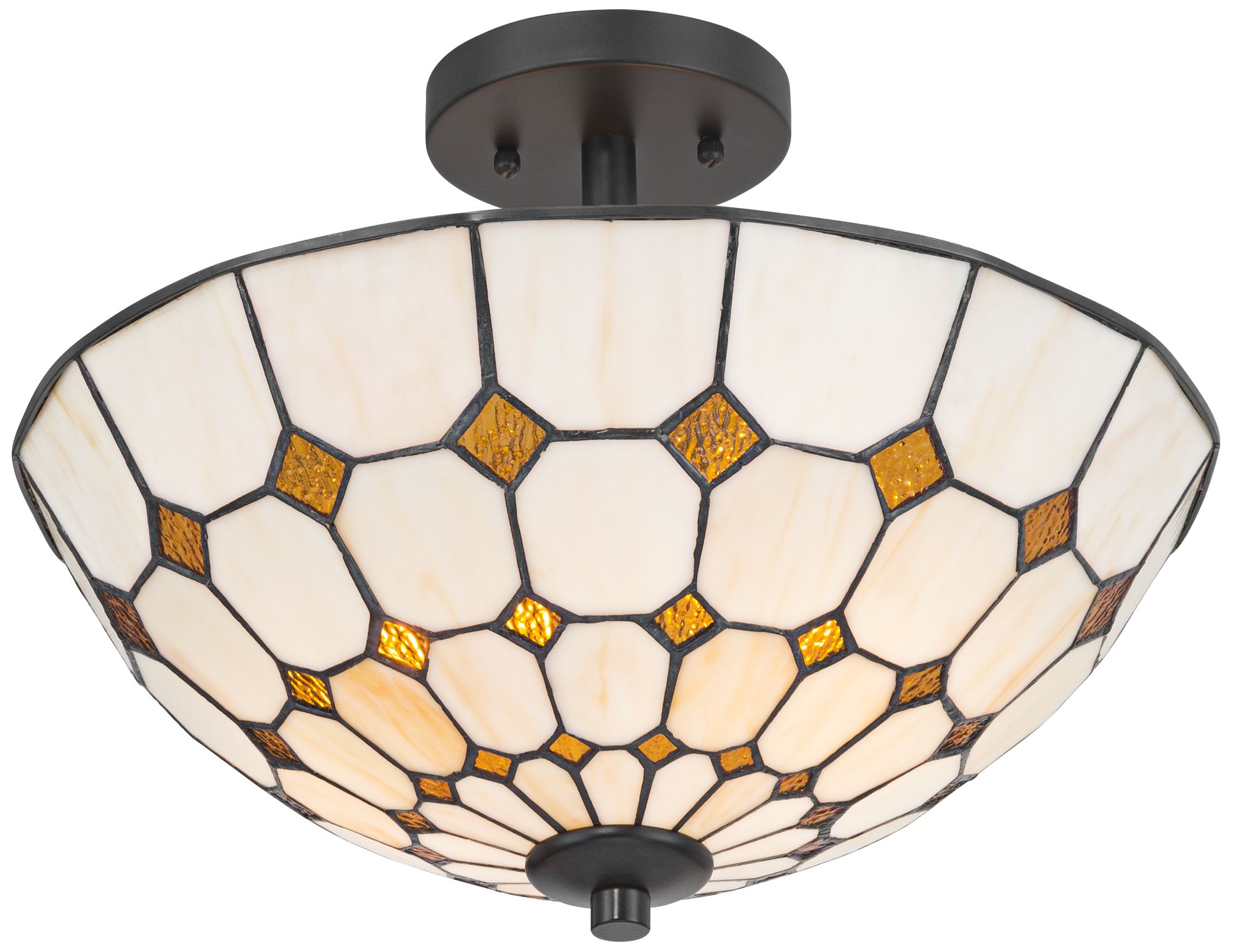 Robert Louis Tiffany Audrey 16" Wide Art Glass 2-Light Ceiling Light