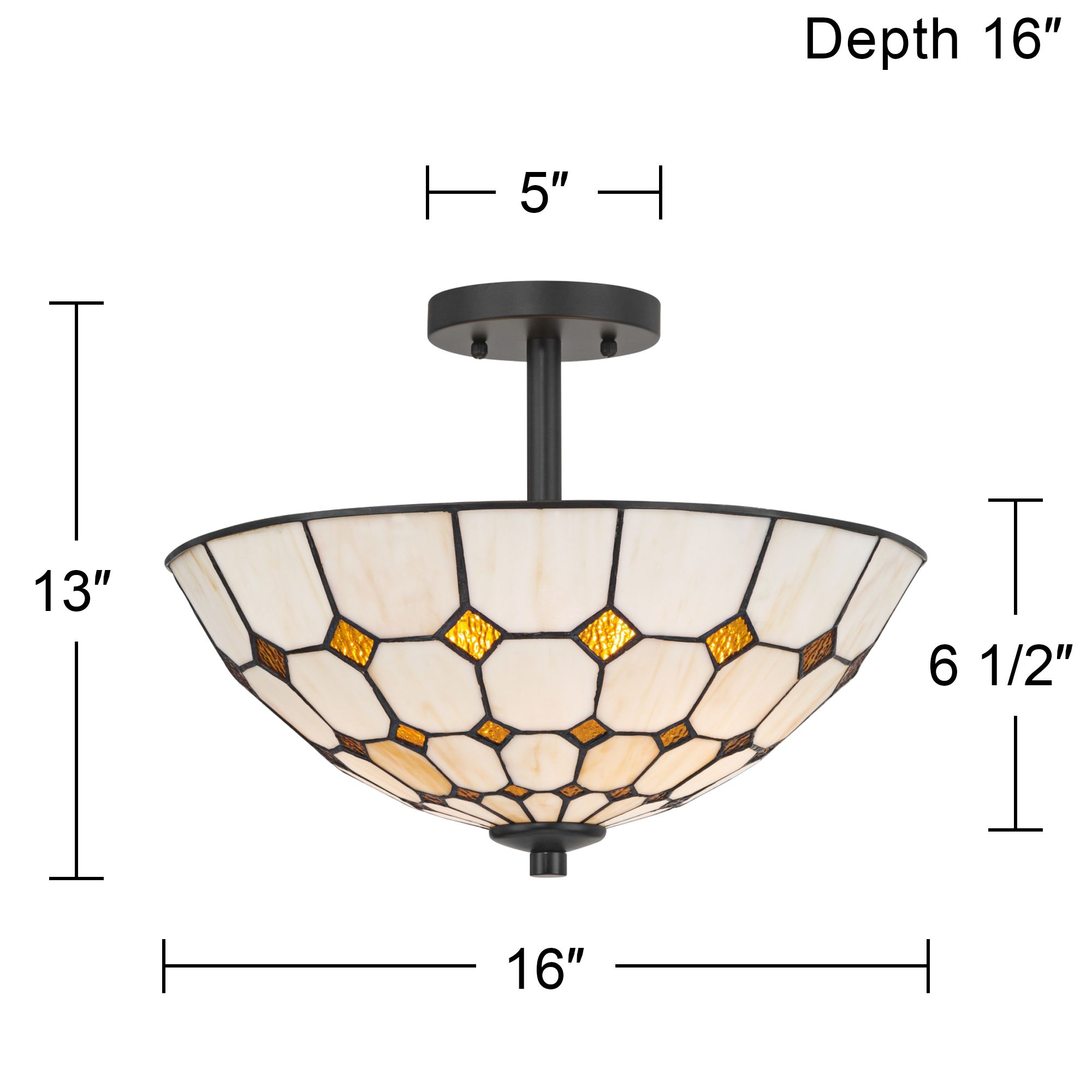 Watch A Video About the Robert Louis Tiffany Audrey 16 Wide Art Glass 2 Light Ceiling Light