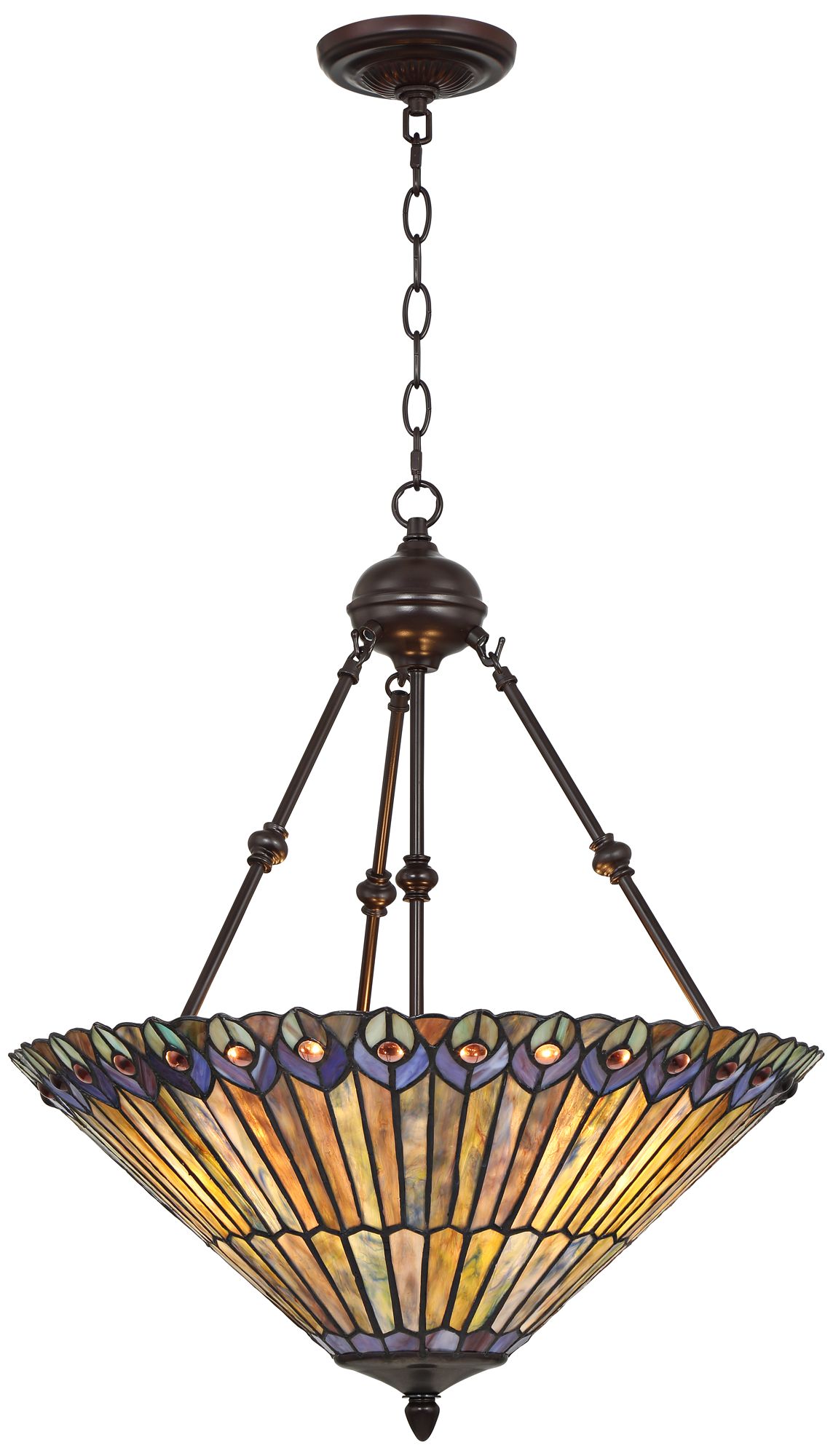 Robert Louis Tiffany Beetle 20" Wide 3-Light Glass Pendant Light
