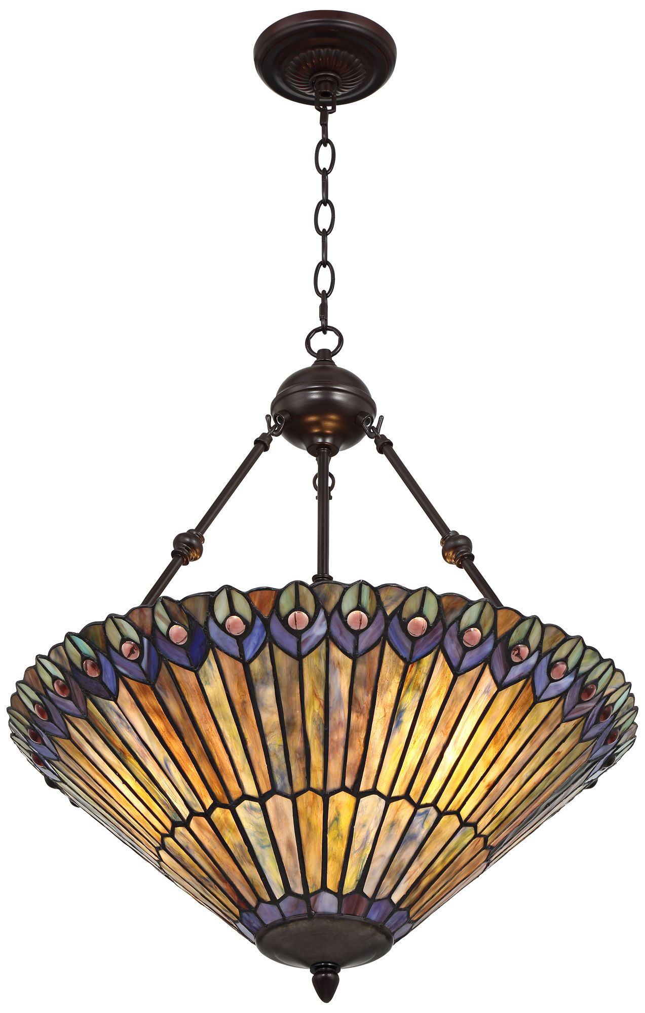 Robert Louis Tiffany Beetle 20" Wide 3-Light Glass Pendant Light