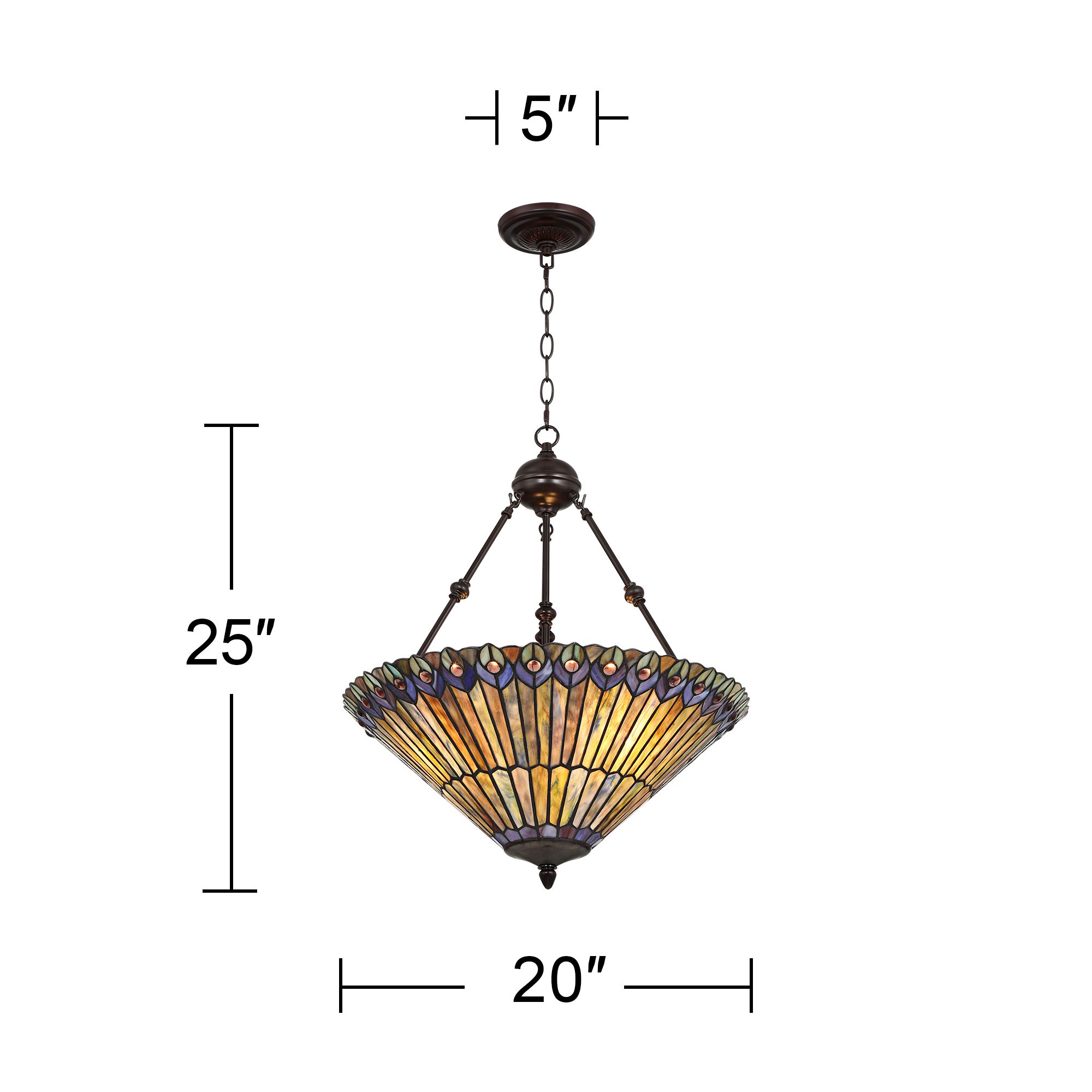 Robert Louis Tiffany Beetle 20" Wide 3-Light Glass Pendant Light