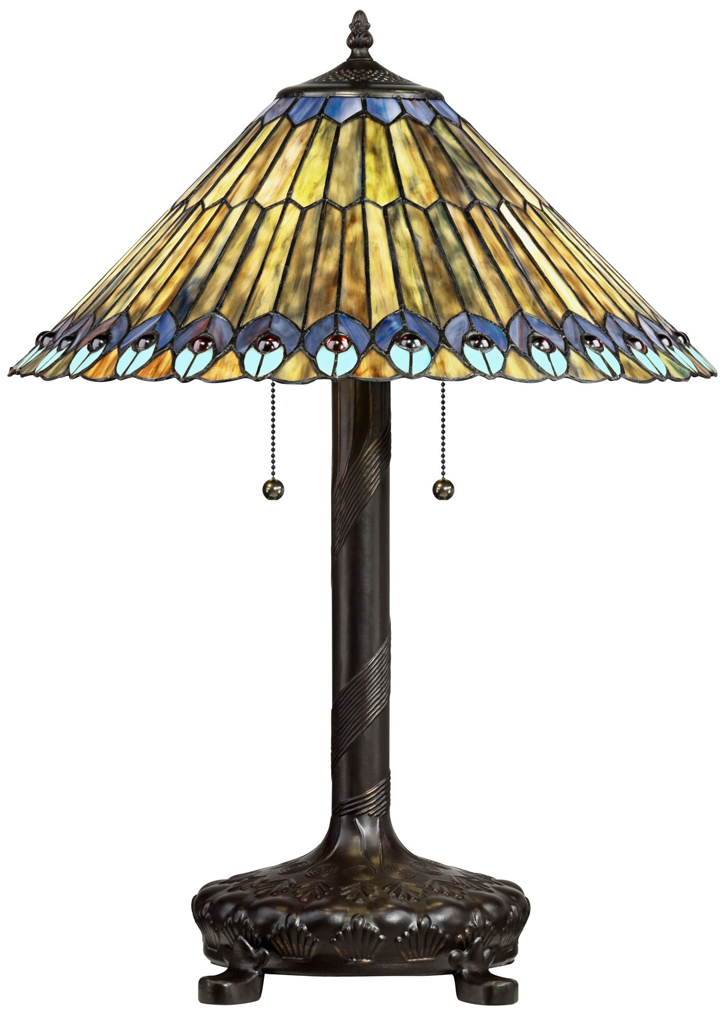 Image 2 Robert Louis Tiffany Beetle 26" Art Glass Tiffany Style Table Lamp