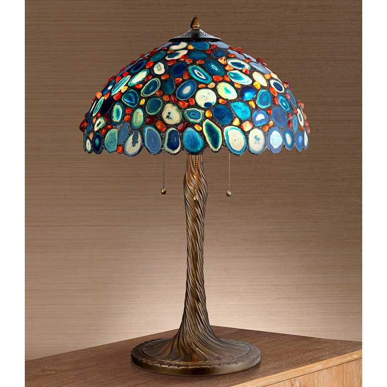 Image 1 Robert Louis Tiffany Blue Agate Table Lamp
