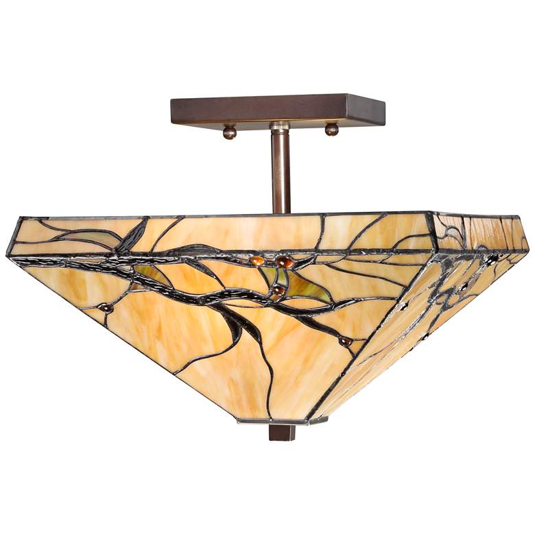 Image 6 Robert Louis Tiffany Budding Branch 14" Tiffany-Style Ceiling Light more views