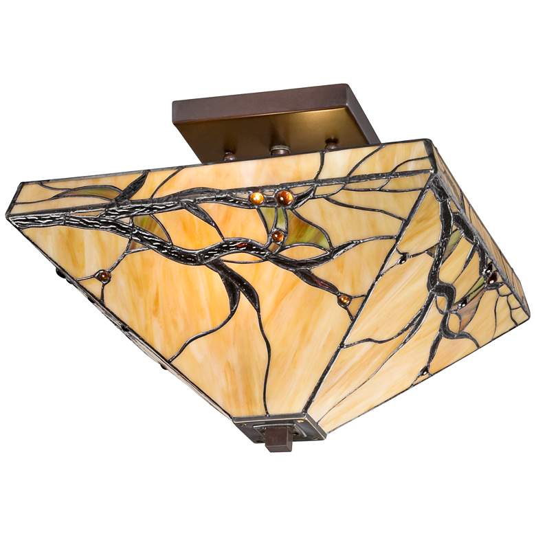 Image 7 Robert Louis Tiffany Budding Branch 14" Tiffany-Style Ceiling Light more views