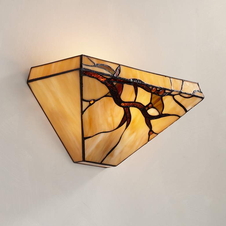 Image 2 Robert Louis Tiffany Budding Branch 14" Wide Art Glass Wall Sconce