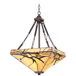 Robert Louis Tiffany Budding Branch 17&quot; Wide Art Glass Pendant Light