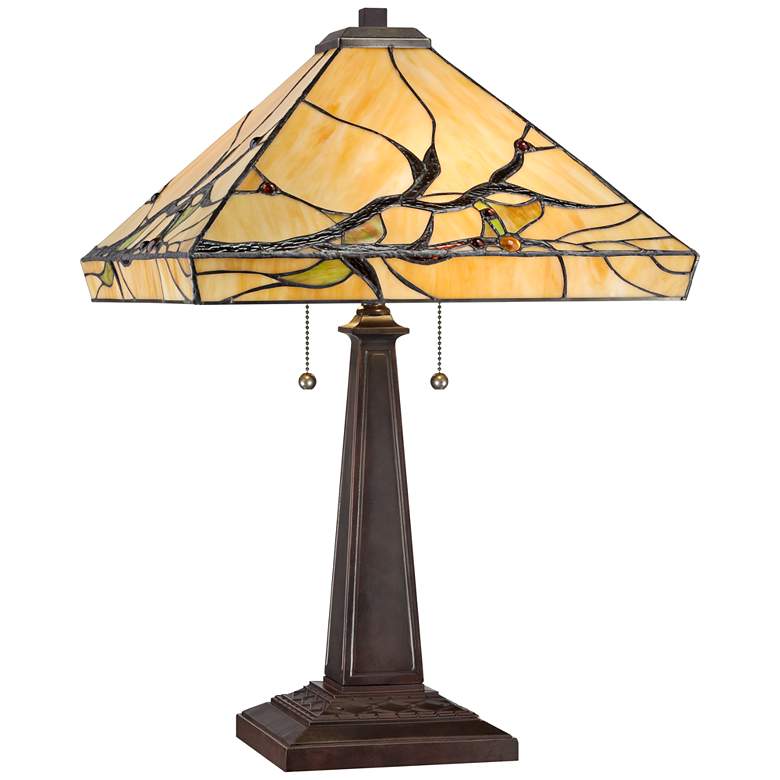 Image 2 Robert Louis Tiffany Budding Branch 24 inch Tiffany-Style Glass Table Lamp