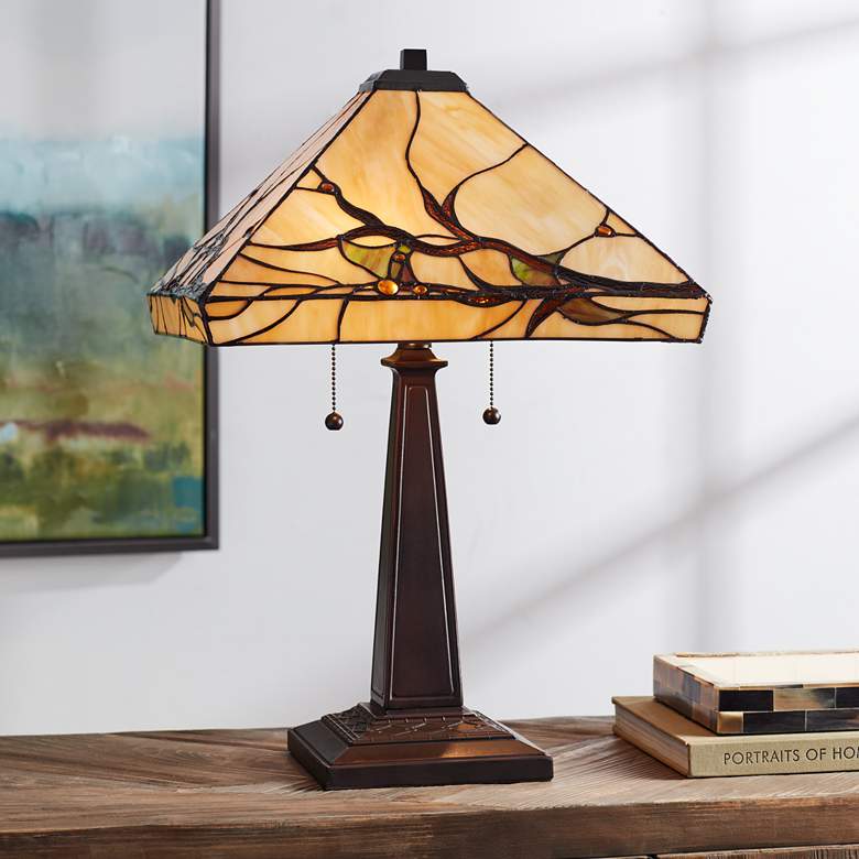 Image 1 Robert Louis Tiffany Budding Branch 24 inch Tiffany-Style Glass Table Lamp