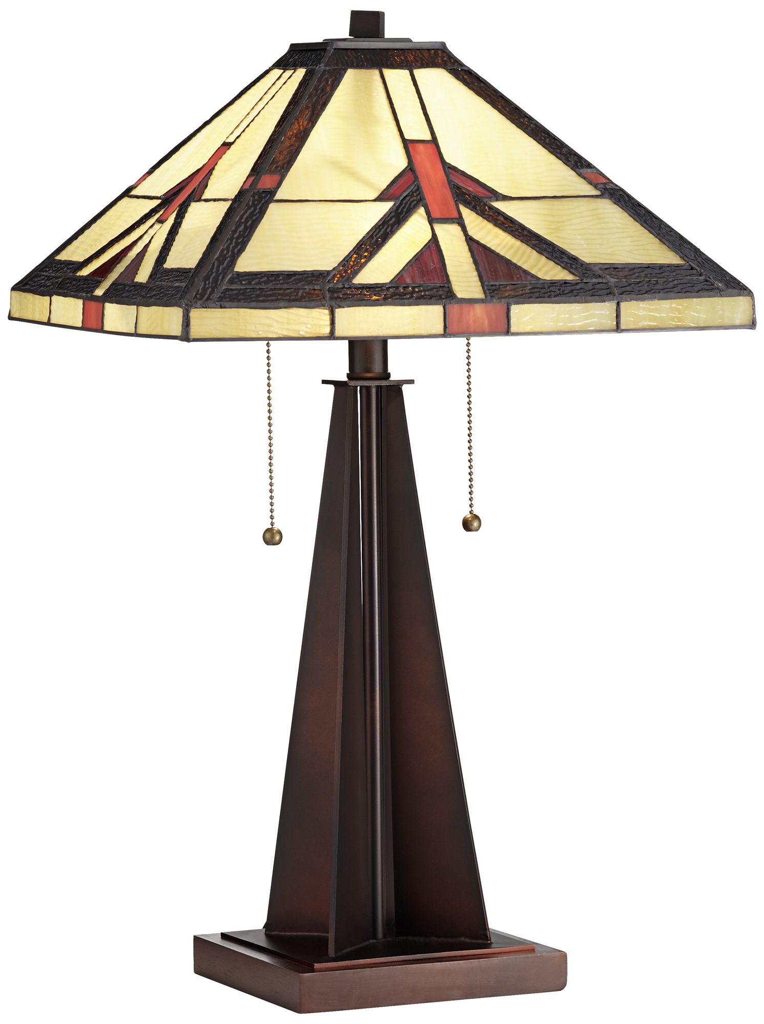 Robert Louis Tiffany Cascade Bronze Tiffany-Style Table Lamp