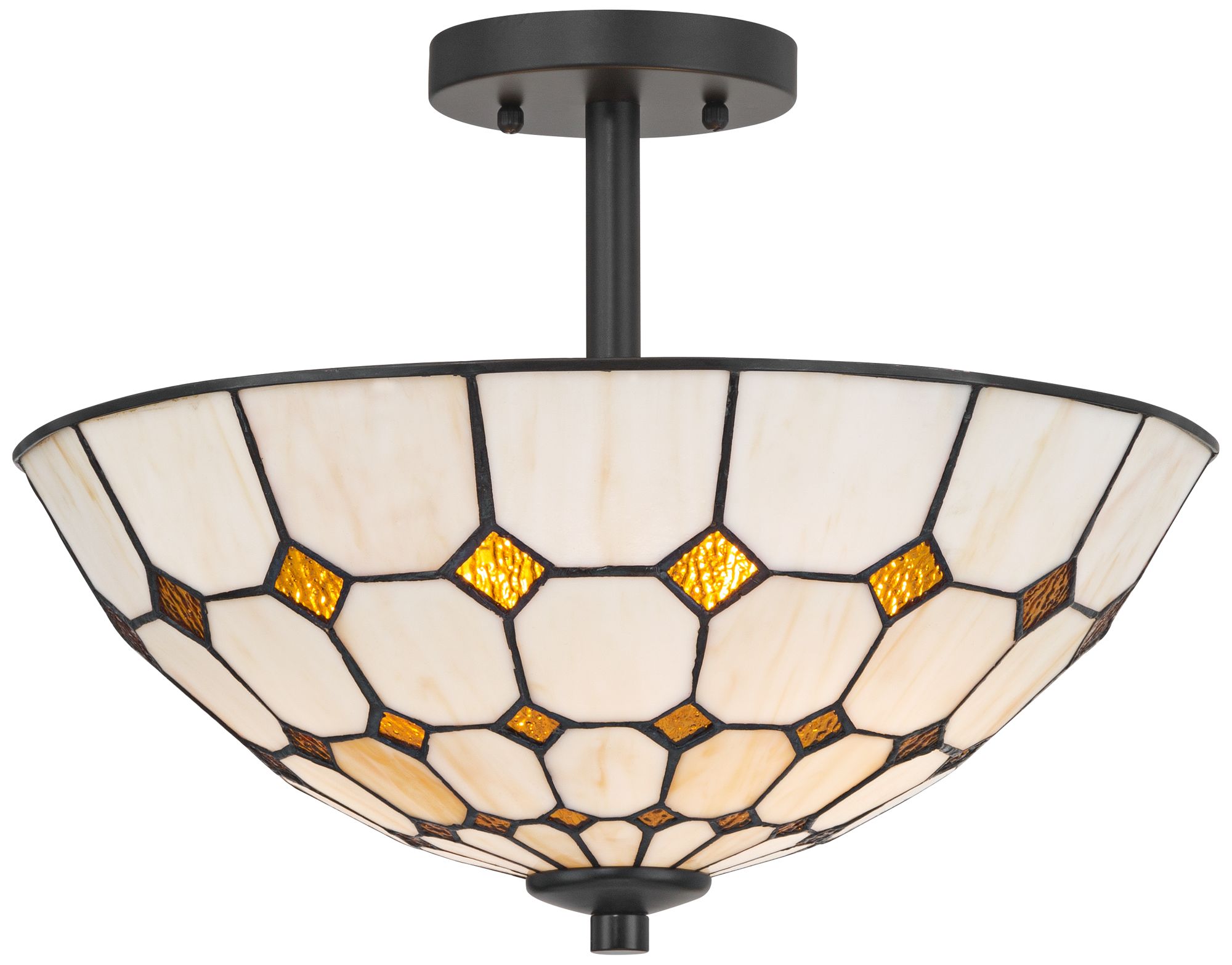Watch A Video About the Robert Louis Tiffany Audrey 16 Wide Art Glass 2 Light Ceiling Light