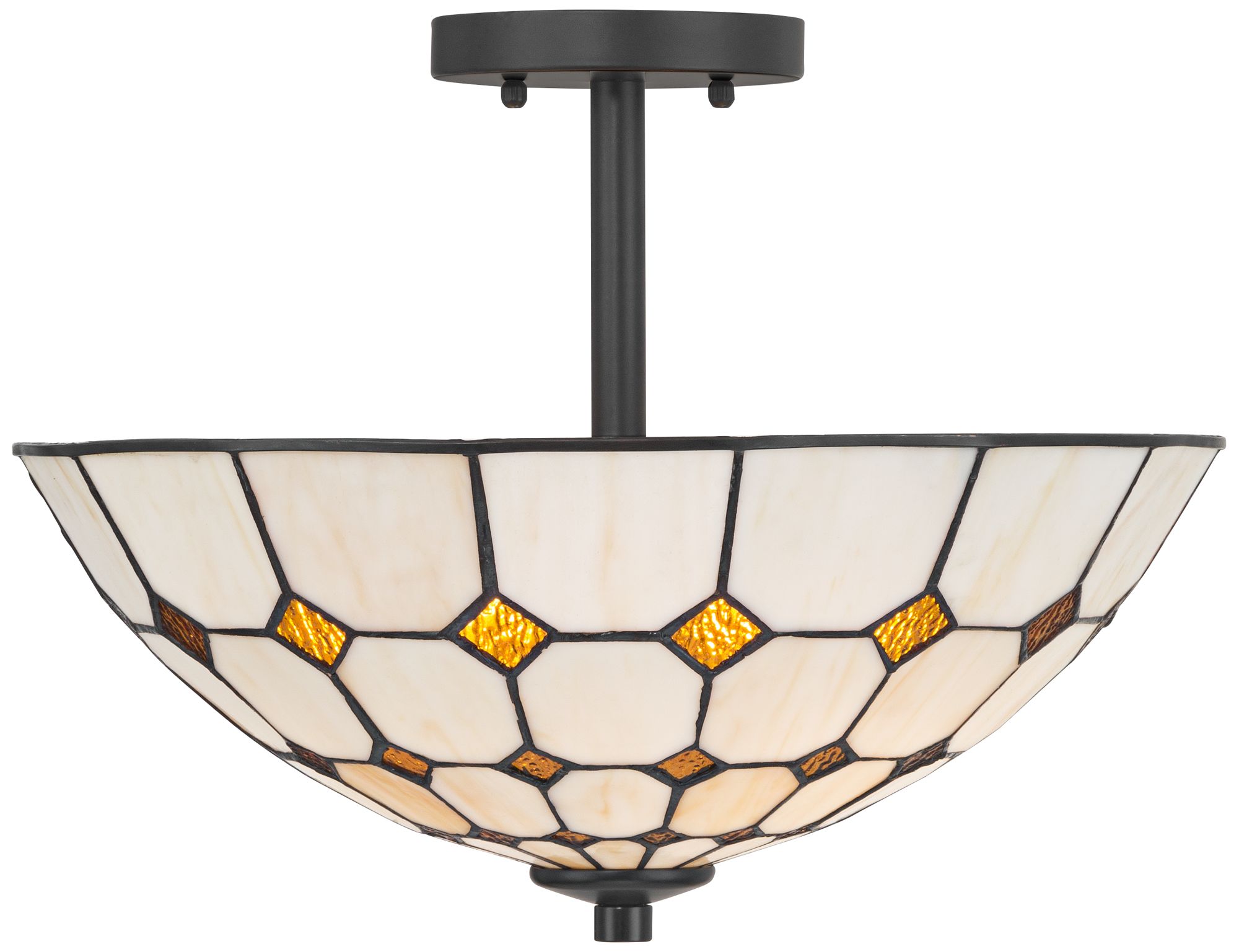 Watch A Video About the Robert Louis Tiffany Audrey 16 Wide Art Glass 2 Light Ceiling Light