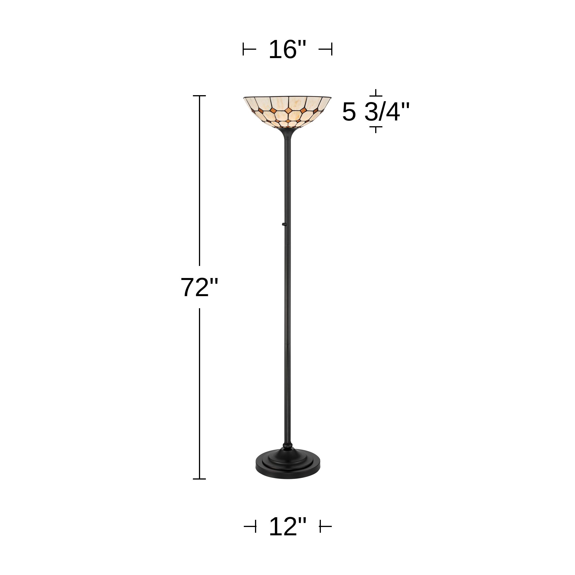 Robert Louis Tiffany Castillo 72" High Black Torchiere Floor Lamp
