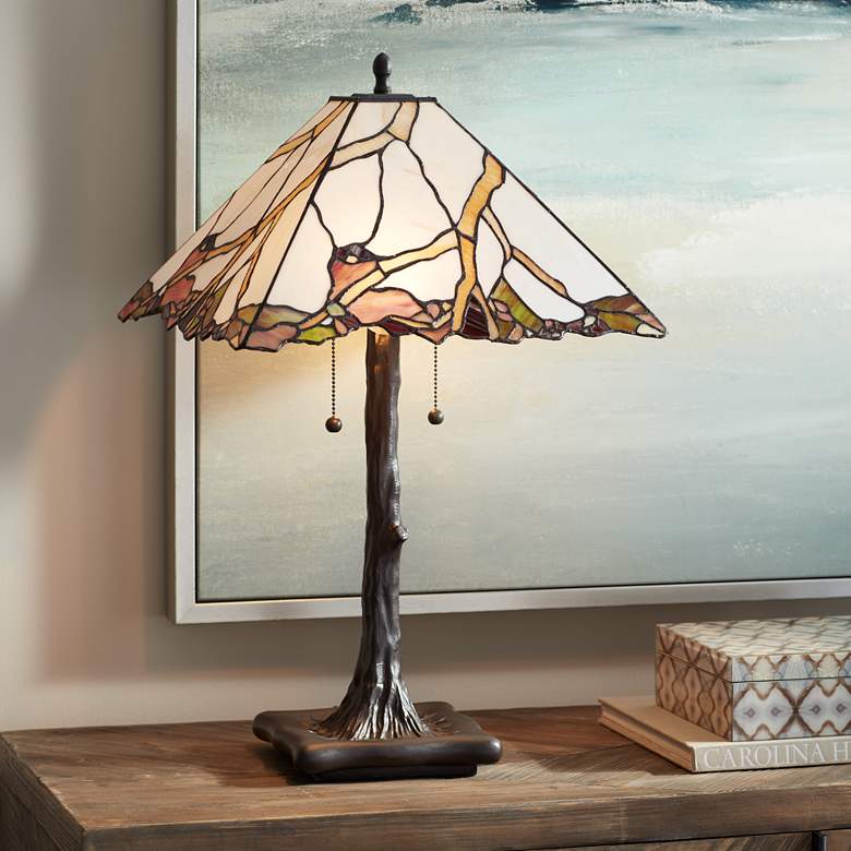 Image 1 Robert Louis Tiffany Cherry Blossom 26" Tiffany-Style Glass Table Lamp
