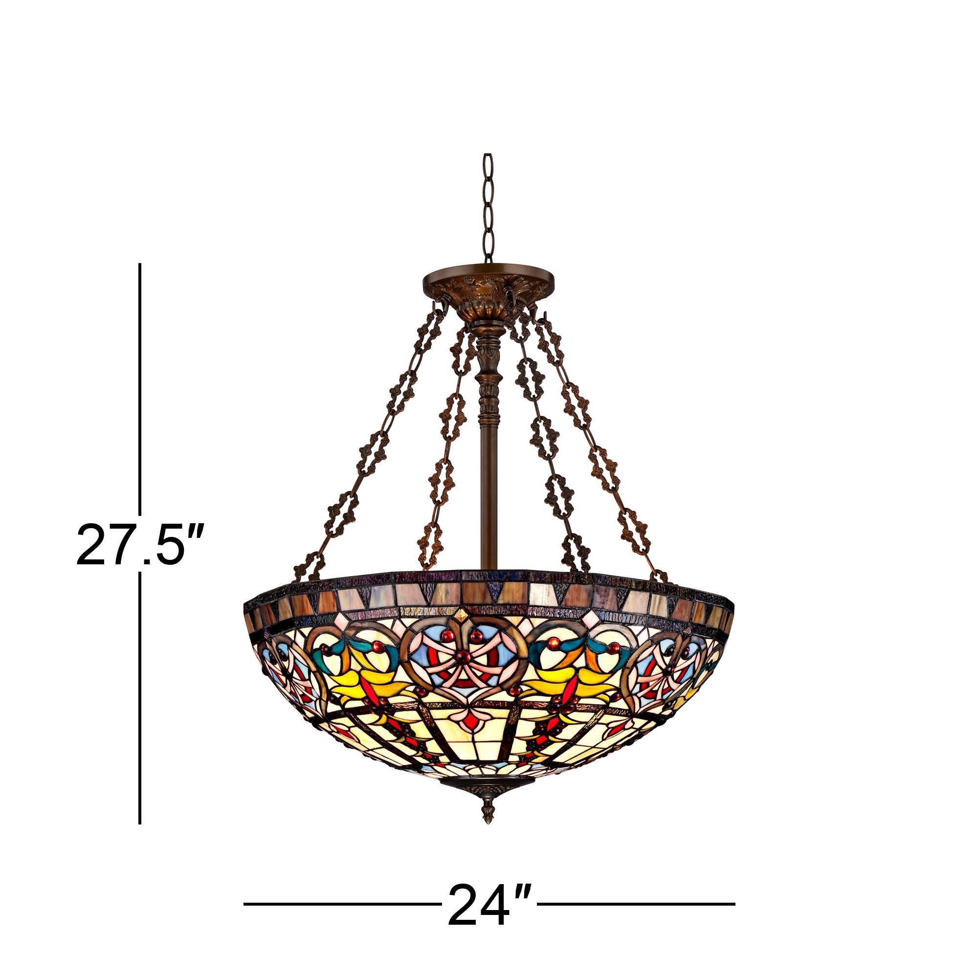 Robert Louis Tiffany Chiesa 24" Art Glass Bowl Pendant Light in scene